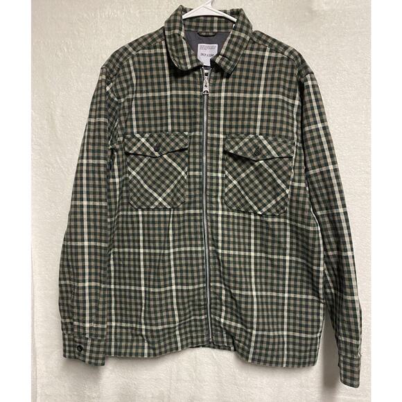 ONLY & SONS Tyson Check Mens Zip-Up Overshirt - SPRUCE Men’s Large - Picture 2 of 9